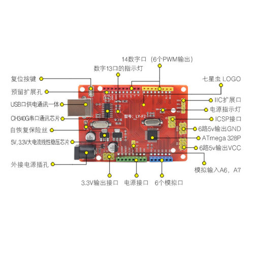 七星虫增强版 atmega328p avr开发板适用arduino套件创客编程学习 - 图3