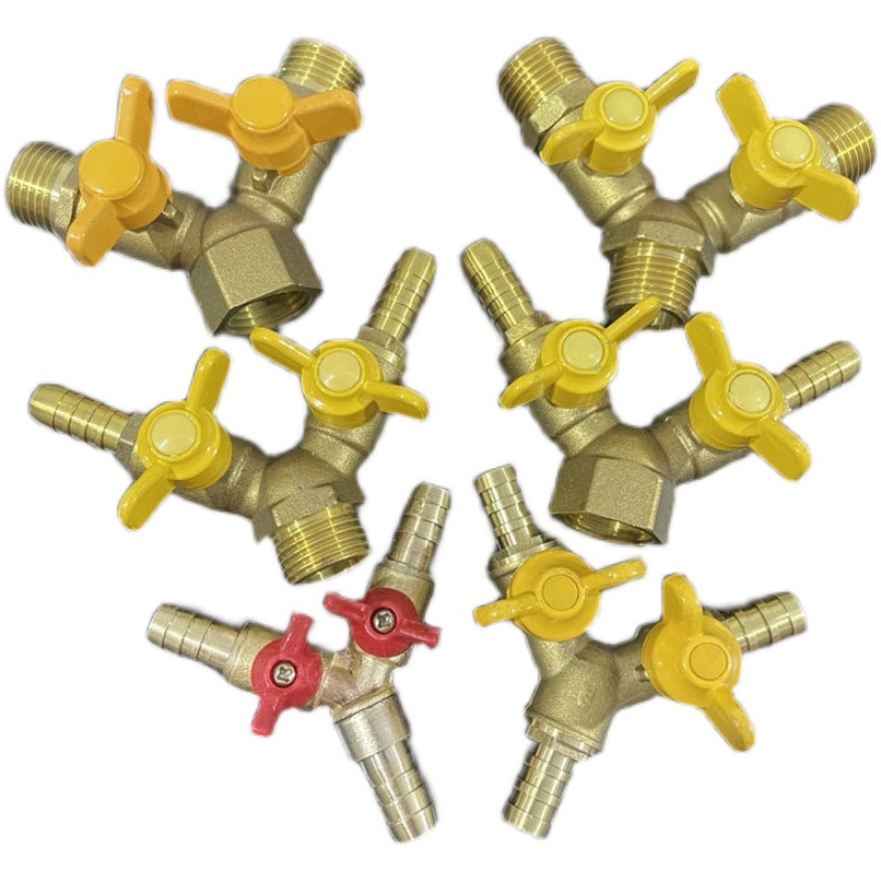 黄铜加厚燃气阀天然气三通阀门4分管道接头煤气一分为二球阀开关
