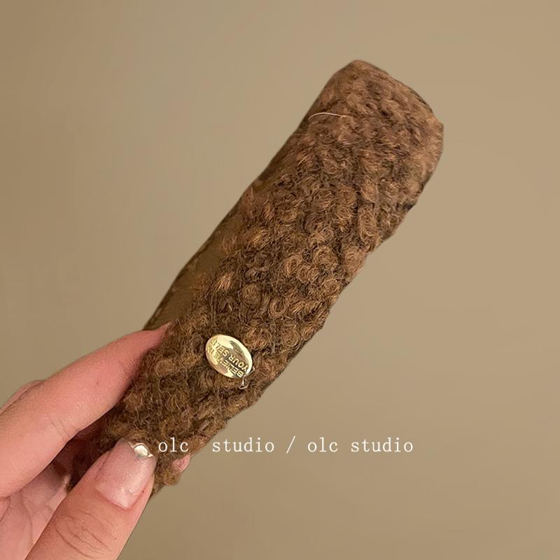 奶里奶气~米色羔毛宽边发箍法式高颅顶发箍百搭简约头箍发卡头饰