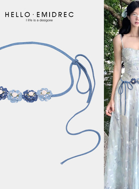 麦哲小姐波嬉风海边度假系带腰带