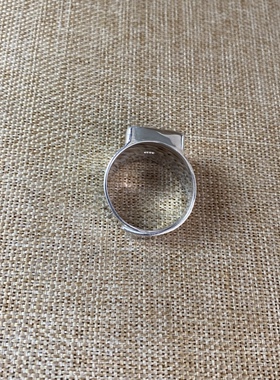 男士 青花瓷戒指 老瓷片板戒 大清乾隆年制 925银 手工饰品 古瓷