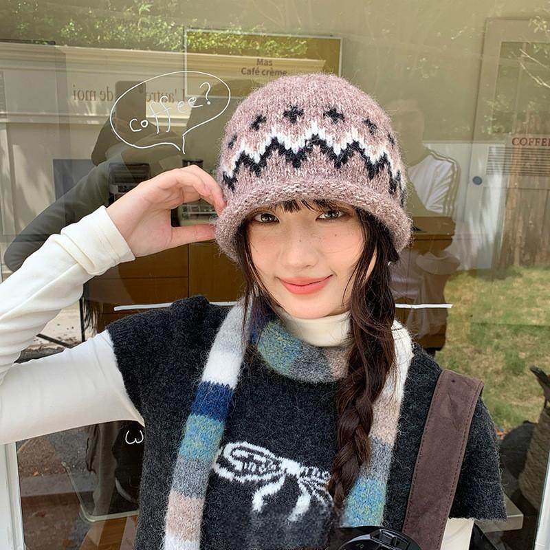 香港潮牌 韩国2025年早秋新款韩版ins条纹针织毛线帽女包头冷帽月,淘宝优惠券,粉丝福利购,淘宝优惠卷