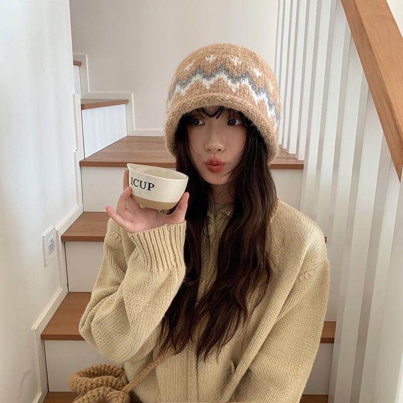 香港潮牌 韩国2025年早秋新款韩版ins条纹针织毛线帽女包头冷帽月,淘宝优惠券,粉丝福利购,淘宝优惠卷