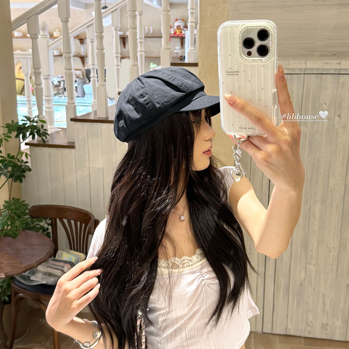 lilihouse韩国ins少女闪钻条纹星星爱心挂件15适用17pro苹果17ProMax手机壳iPhone16全包17新款14Pro保护套13 - 图1