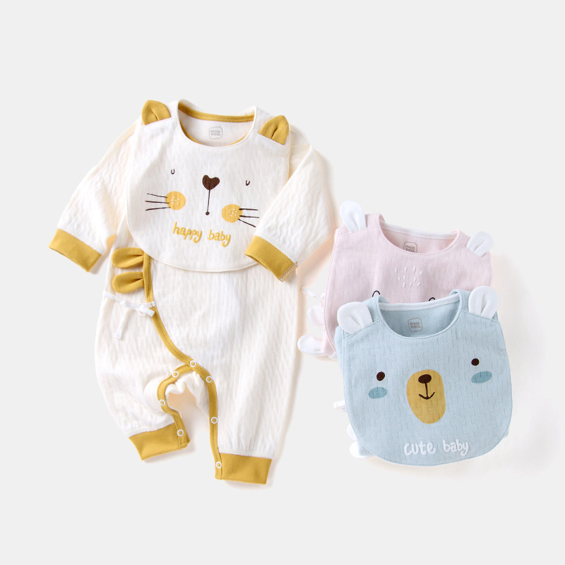 春秋匹马棉衣服初生婴儿绑带连体衣 爱笔笔母婴连身衣/爬服/哈衣