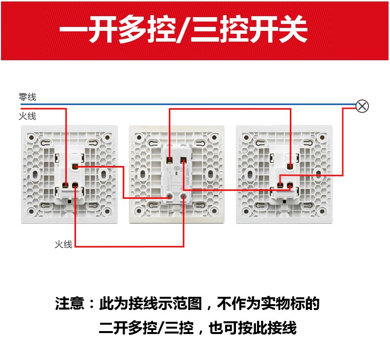 罗格朗灰色一开多控一位三联单开三控一灯中途中间开关家用逸景 - 图2