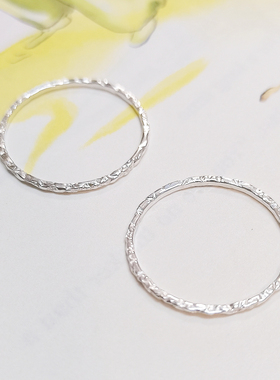 999纯银糖纸戒指高级感手工足银素圈细男女尾戒小指锤纹小众设计