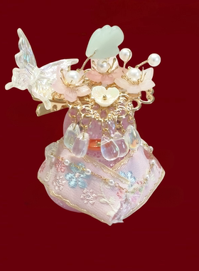 奶茶店小鸭子diy彩色汉服头饰成品套装摆件装饰古装配件林鸭摆件