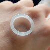 Natural jade thin edge ring milky white fresh jade ring
