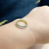 Natural jadeite ring clear water blue light yellow double color fresh