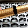 Natural A-grade jade bean seed ink jade square ring flat mouth