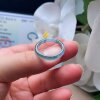 Natural jade ring clear water green smoke purple floating flowers fresh