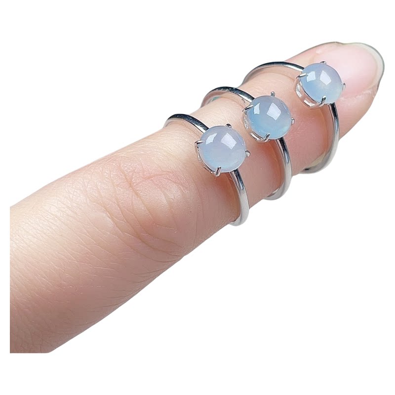 Natural jadeite ice egg ring sky blue ring