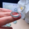 Natural jade ring clear water green smoke purple floating flowers fresh