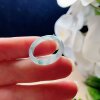 Natural jade ring milky white floating spinach green jade ring