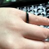 Natural A-grade jade bean seed ink jade square ring flat mouth