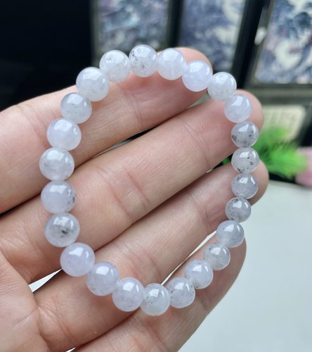 老坑A货天然翡翠冰底乌种手链7mm意境飘花冰乌鸡手串配证书小手环 - 图1