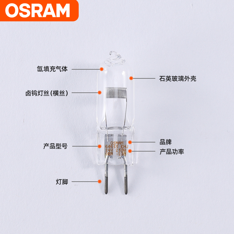 欧司朗卤素HLX64640 64642 24V150W手术无影灯灯泡投影仪显微镜灯 - 图1