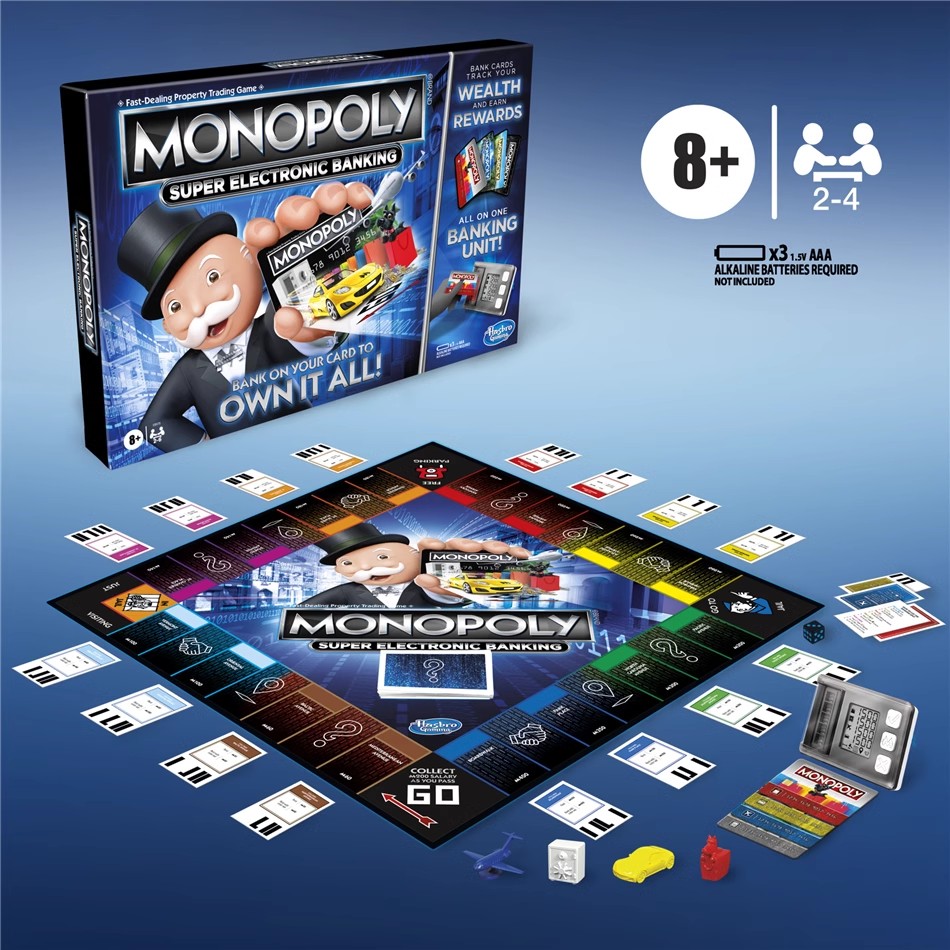 孩之宝地产大亨 Monopoly超级电子银行刷卡机大富翁桌游 E8978-图2