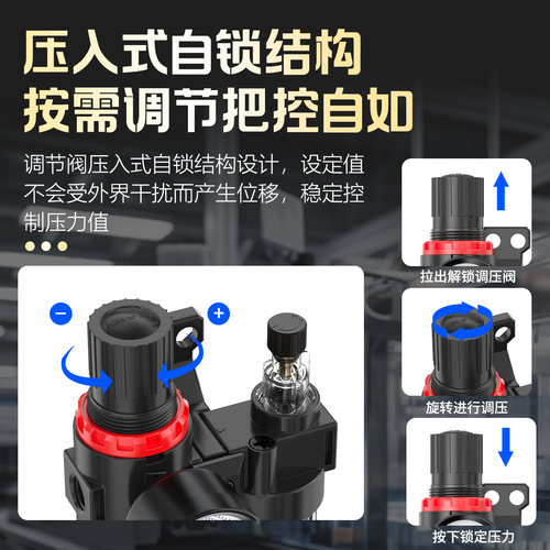 气动气泵AFC2000双联件气源处理器气路气体过滤器进气压力减压阀 - 图0