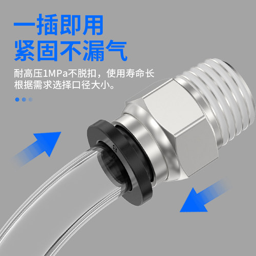 气管接头PC4-M5快速快插PC6-01气动螺纹直通PC8-02电磁阀气缸接头 - 图2