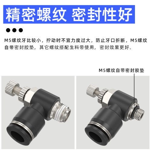 气动SL可调气管快速接头SL4-M5节流阀SL8-02气缸调速调节阀SL6-01 - 图3