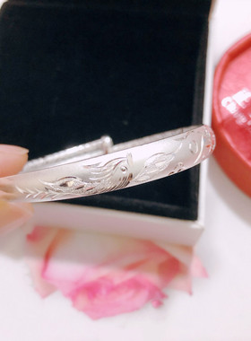 简约百搭高贵大气龙凤纯银手镯