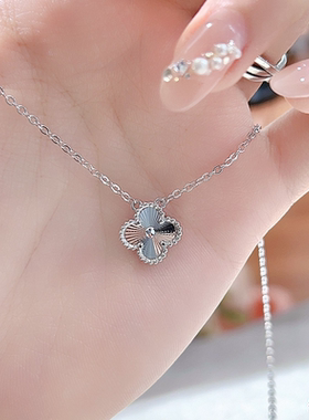 双面四叶草纯银项链女简约百搭