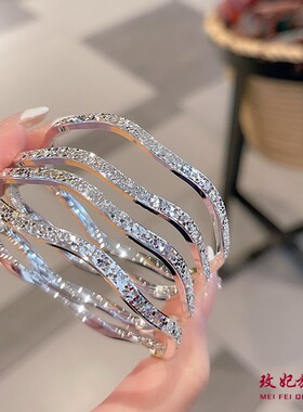 碎冰冰纯银手镯女简约百搭时尚