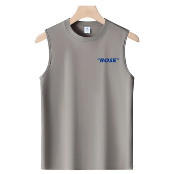 Summer pure cotton breathable sweat-absorbent vest men's shoulder-length sleeveless T-shirt students loose sports basketball shirt-Xiao R