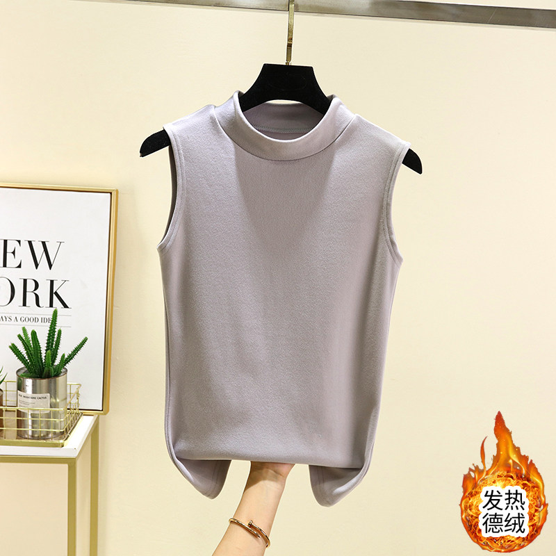 德绒半高领保暖背女秋冬内搭加绒无袖上衣加厚修身显瘦打底上衣,淘宝优惠券,粉丝福利购,淘宝优惠卷