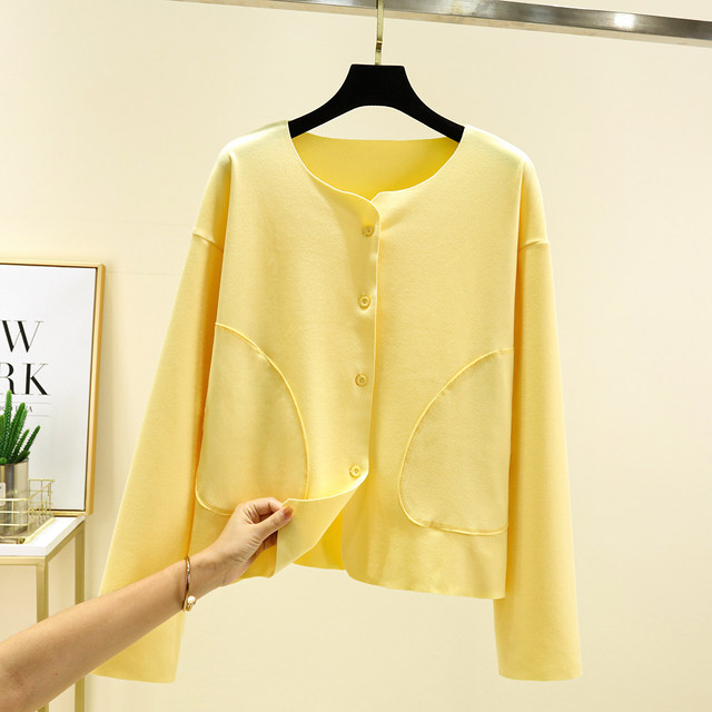 Women's winter winter velvet round neck warm cardigan