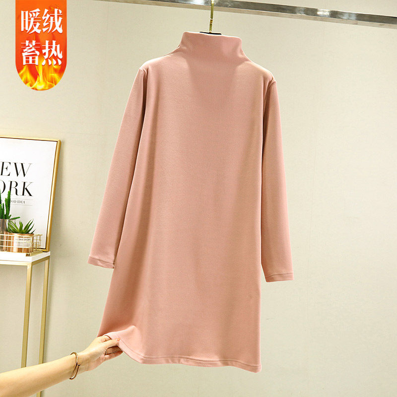 德绒睡裙女秋冬中长款高领大码显瘦外穿连衣裙纯色加绒加厚过膝裙,淘宝优惠券,粉丝福利购,淘宝优惠卷