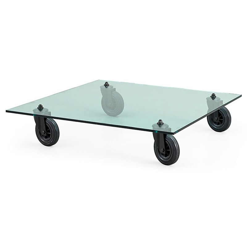 意大利FontanaArte Tavolo Con Ruote by Gae 玻璃转轮茶几收纳 - 图0
