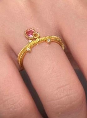 小红书同款甜蜜泡泡彩钻戒指ins轻奢高级感古法指环时尚食指戒潮