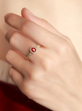 红麋鹿通体复古Ins风戒指女精致麦穗戒壁环幸运个性时尚百搭指环