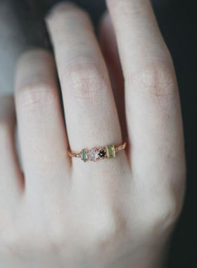 日系复古宫廷精致清新拉长石防水晶戒指女奢华高级ins风小众设计