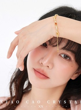 小红书同款时尚轻奢千金感椭圆蛋面手链女微镶精致贵气高级