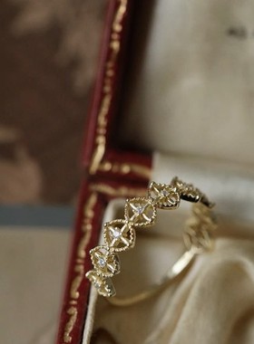 吉尔伽美什の诗。日系轻奢精美窗花agete 蕾丝镂空镀金开口戒指