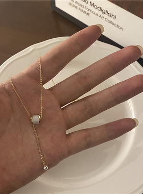 猫眼石小蛮腰高级感毛衣锁骨项链