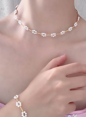 手工编织施家珍珠轻奢小众项链女