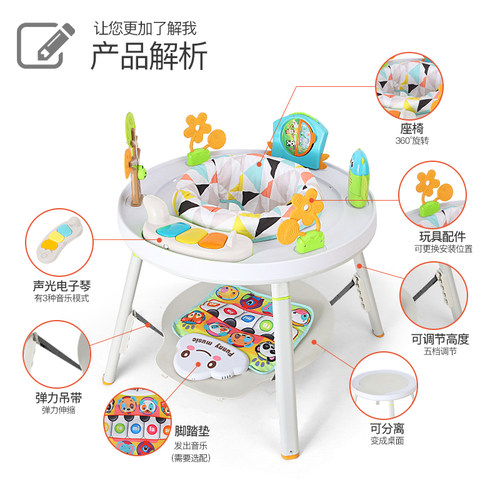 婴儿跳跳椅宝宝学站立弹跳椅儿童健身架3-6-18个月游戏桌哄娃神器 - 图3