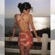 ITSNIKAR retro red floral dress for women summer sexy halter neck halter skirt seaside backless vacation skirt
