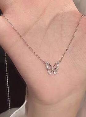 超仙闪钻蝴蝶项链女轻奢小众高级感锁骨链甜美闪亮时尚气质颈链