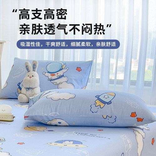 卡通枕套一对装纯棉枕头内胆罩48x74cm单人全棉枕芯套学生枕罩2只 - 图1