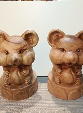 香樟木鼠摆件木雕实木摆件鼠牛虎兔龙蛇马羊猴鸡狗猪生肖