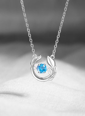 羽你相伴s925纯银项链女小众设计灵动锆石羽毛吊坠锁骨链耳钉戒指