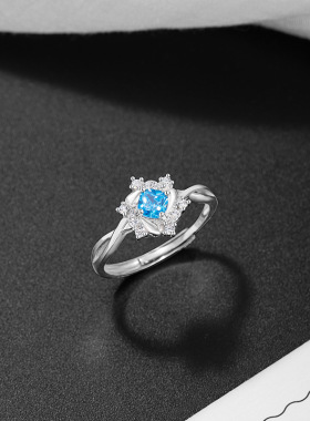 六芒星s925纯银戒指女小众设计轻奢款ins风锆石雪花星星食指戒环