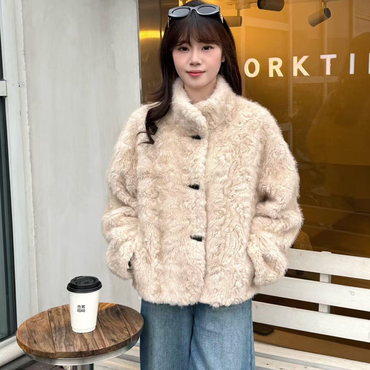 欧洲站气质仿水貂羊羔毛外套女冬短款皮毛一体保暖毛绒大衣高级感,淘宝优惠券,粉丝福利购,淘宝优惠卷