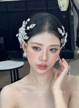 TM｜树叶合金水钻新娘侧边夹